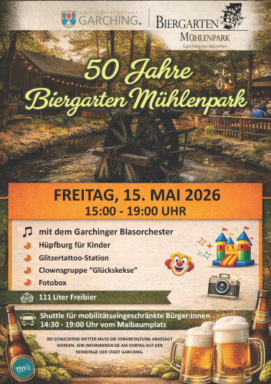 Plakat 50 Jahre Biergarten Mühlenpark