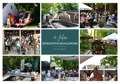 Collage 50 Jahre Biergarten Mühlenpark