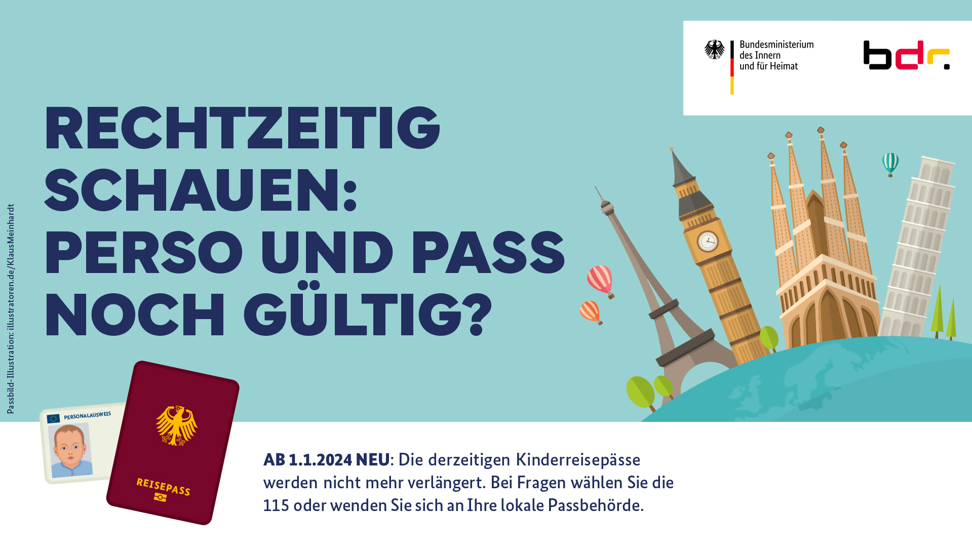 Vor der Ferienreise rechtzeitig an Personalausweis und Reisepass denken! (Bild)