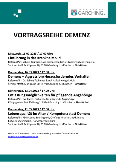 Vortragsreihe Demenz Vortragsreihe Demenz